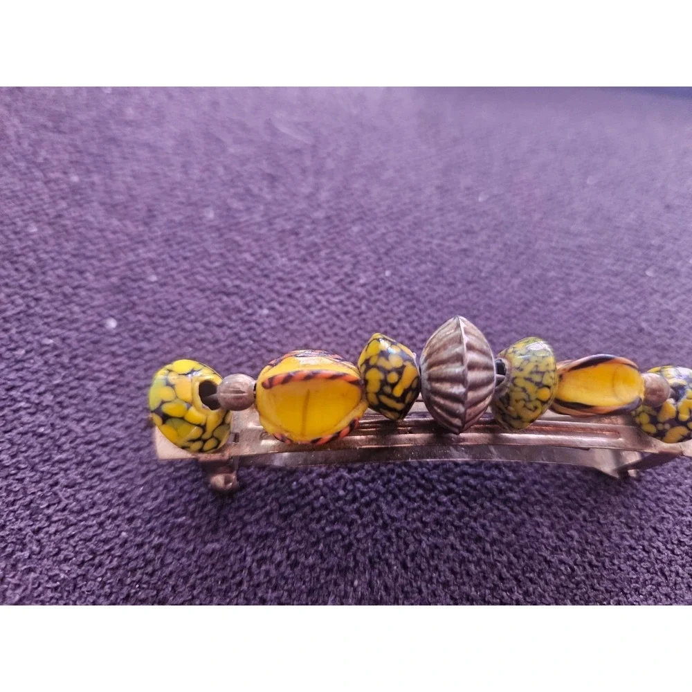 Unique‎ one of a kind Vintage Mixed Material Beaded Hair Barrette